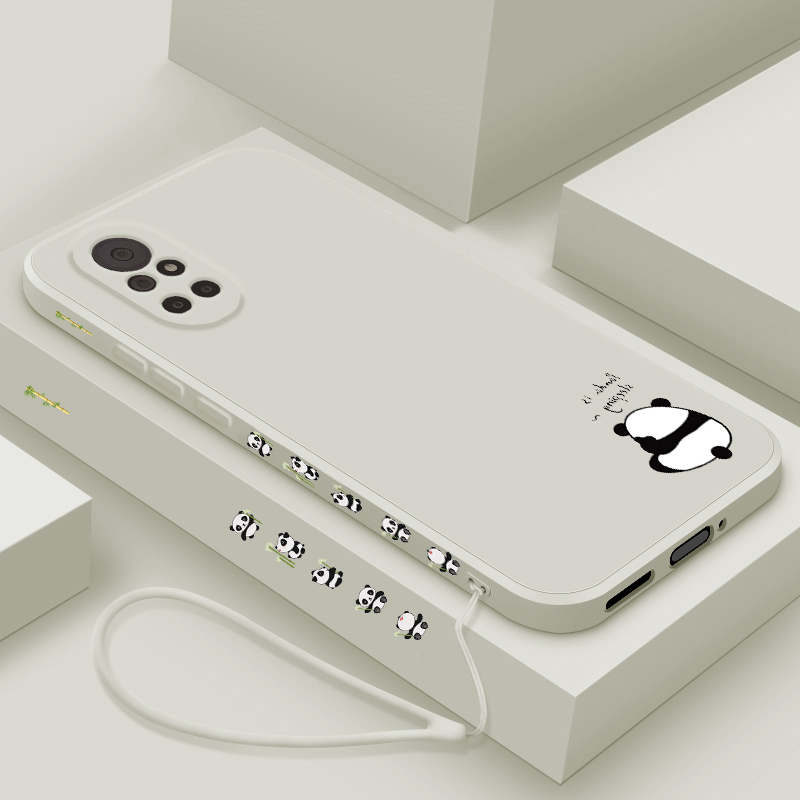 适用华为nova8手机壳新款Nova8pro液态硅胶保护套por女简约8se活力版全包防摔软壳ANG-AN00个性创意外壳熊猫