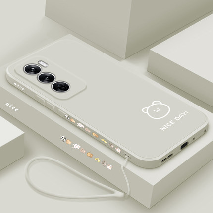 适用opporeno12手机壳新款reno12pro液态硅胶软壳por镜头全包防摔保护套rone男女生时尚0pp0个性创意线条小熊