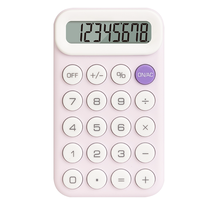 得力计算器迷你可爱计算器清新马克龙色学生用计算机女神款迷你计算器单手握持硅胶柔软按键计算器办公用