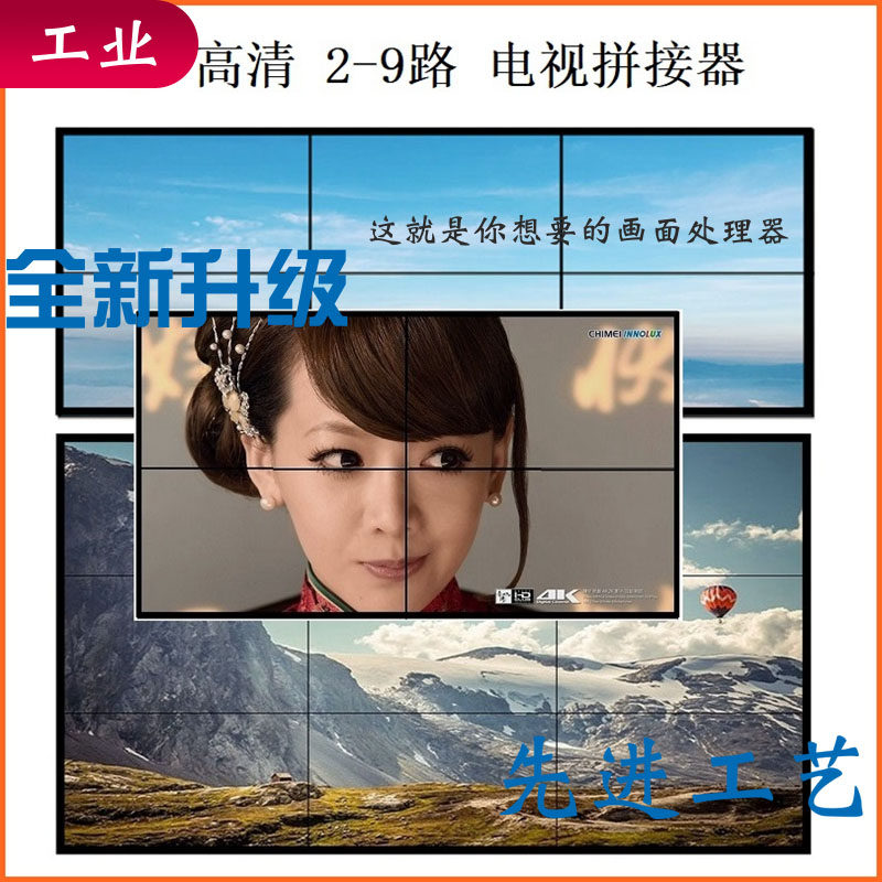4K高清HDMI两4口6路9画面电视拼接屏幕处理分配器1一进二四六九出