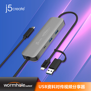 j5createJCH462数据对拷线扩展坞资料对传拷贝转换分屏器键鼠共享