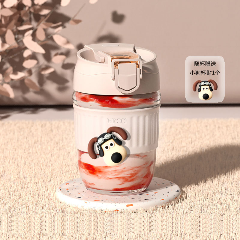 玻璃杯女咖啡杯高硼硅耐高温水杯2025高颜值吸管杯子便携随行杯