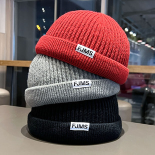 秋冬针织瓜皮帽男女嘻哈地痞帽子时尚贴标街头潮人雅痞毛线地主帽