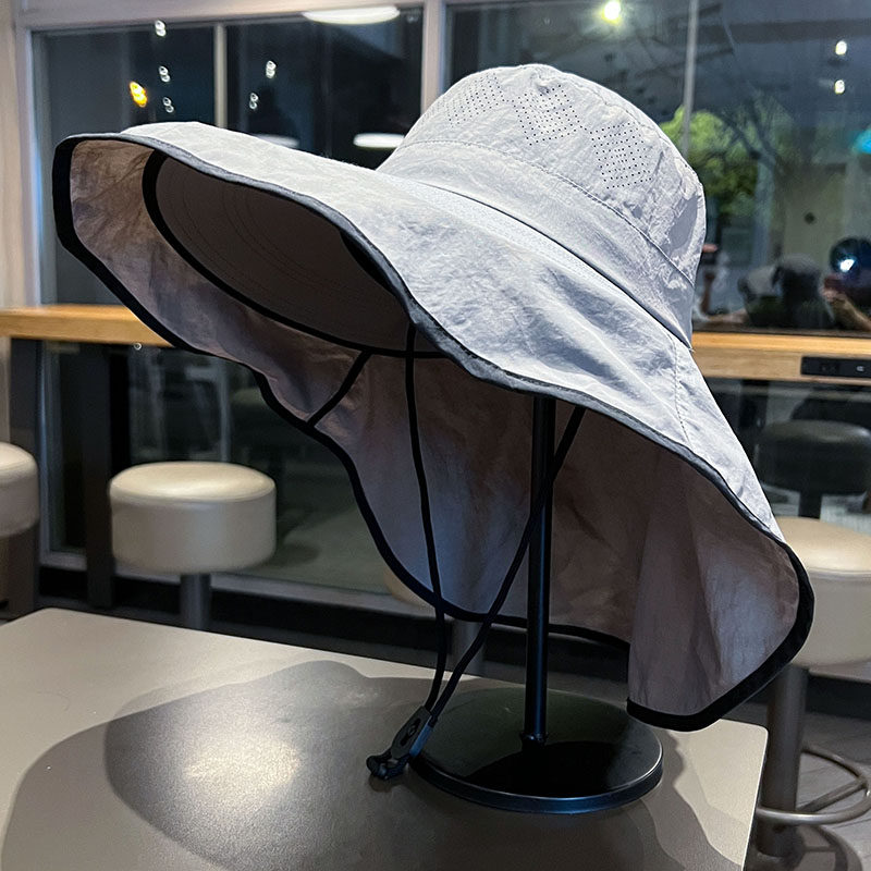 2025新款加大檐遮阳帽男女夏季披肩护脖渔夫帽户外速干露营登山帽