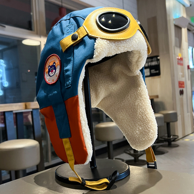 飞行员眼镜雷锋帽男女冬季羊羔毛加厚保暖护耳帽户外骑车飞行员帽