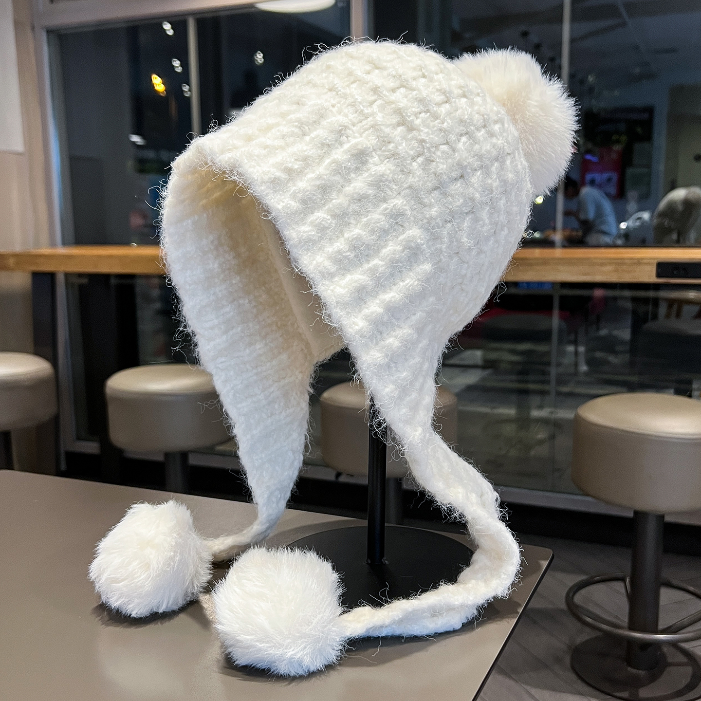 韩版可爱毛球针织帽子女秋冬季加厚保暖护耳帽户外骑车东北防寒帽