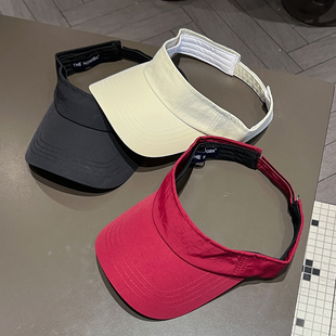 户外跑步运动遮阳防晒帽男女夏季速干空顶帽子简约纯色跑步无顶帽