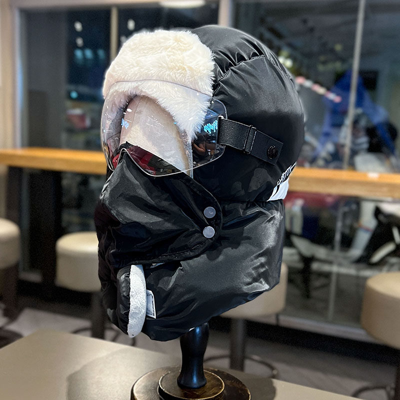 冬季骑行帽子女保暖神器加绒套头棉帽骑行防风雪遮脸面罩雷锋帽男
