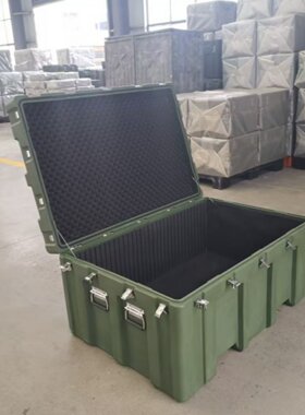 滚塑箱战备应急物资箱大型器材设备周转箱户外救援装备箱军绿色