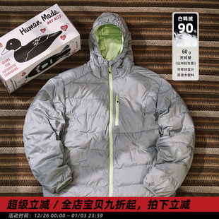 可收纳90绒连帽羽绒服男宽松保暖情侣装 冬季 面包服薄外套 内彩