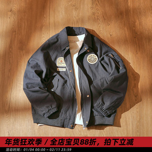 【烽火】麒麟先生春季美式复古飞行夹克男情侣可翻立领猎装外套