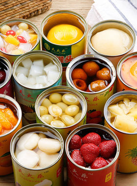 新鲜水果罐头混合6罐/12罐每罐425克黄桃罐头梨菠萝什锦草莓橘子