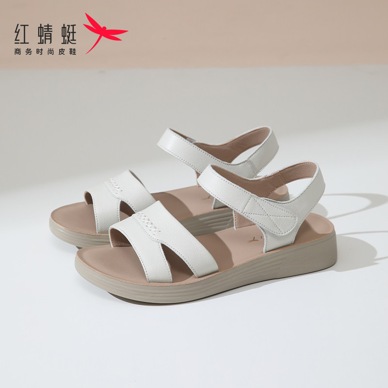 简约舒适休闲妈妈凉鞋红蜻蜓图片