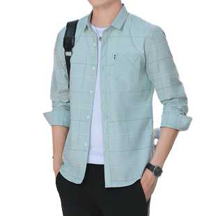 新款冰丝男士长袖衬衫2026夏季薄款韩版潮流商务上衣青年免烫衬衣