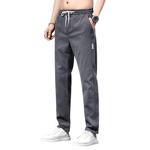 2025年春季男士百搭休闲裤修身宽松直筒春秋束腰潮牌牛仔长裤子男