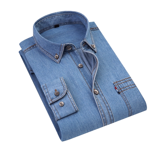 春季新品男士牛仔衬衫潮流宽松休闲衬衣2025年春秋都市简约上衣服