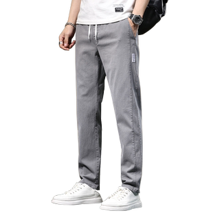 2025春季男士休闲裤修身松紧腰宽松直筒男款工装运动秋冬季裤子男