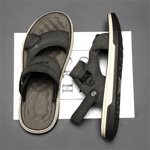 爸爸开车两用防滑防臭运动沙滩拖鞋 真皮凉鞋 外穿2026新款 夏季 男款
