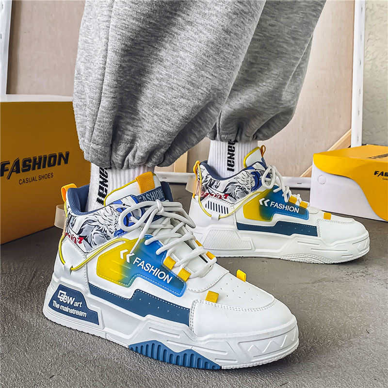 高帮男鞋2026新款春秋季潮牌百搭青少年学生休闲运动厚底小白板鞋