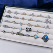 2.2 月光石戒指 s925纯银马岛月光石戒指印度料蓝月光可调节