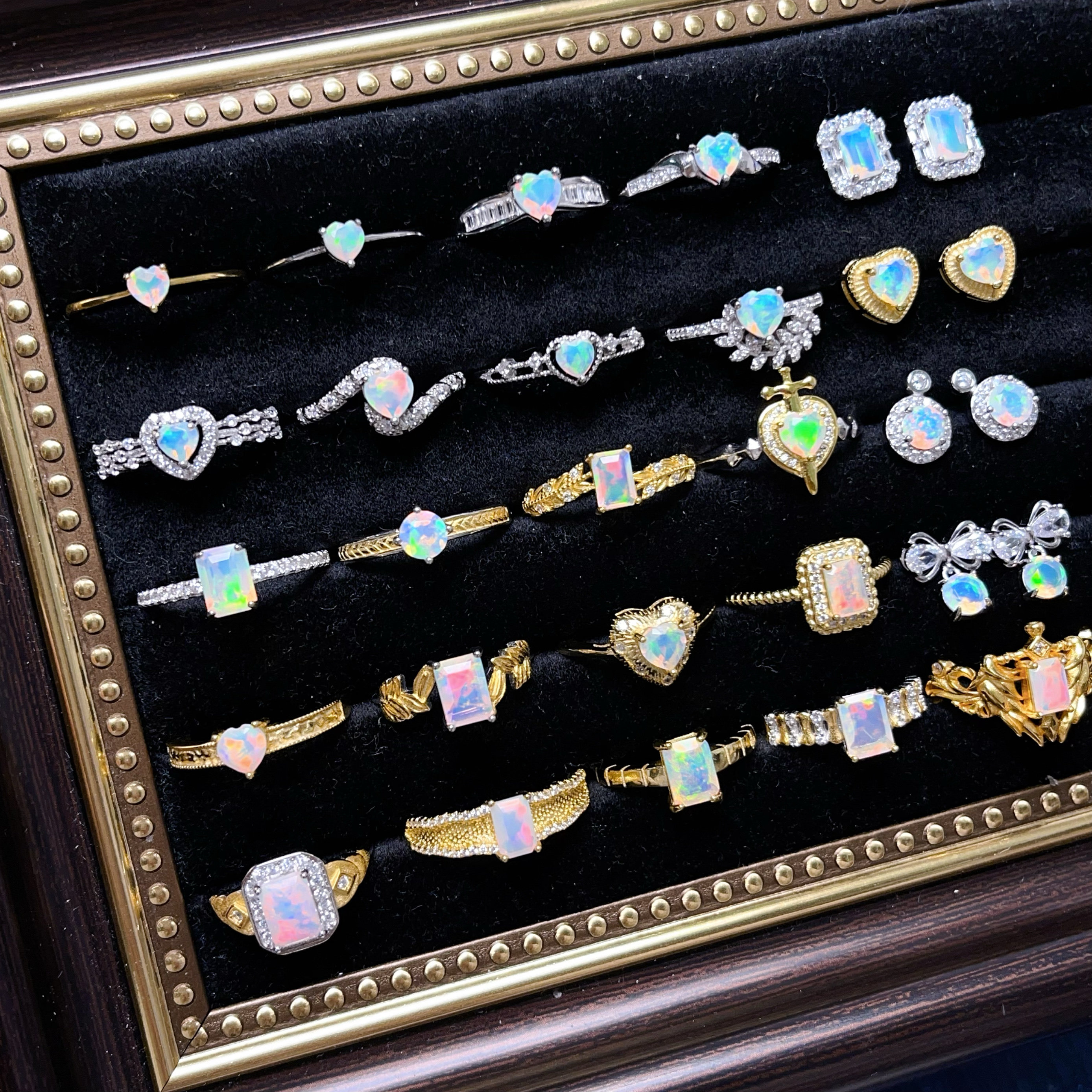 10.12【稀有刻面】天然非洲欧泊s925纯银戒指刻面活口可调节指环