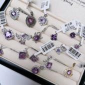 11.27更 紫水晶吊坠 s925纯银天然紫水晶吊坠复古爱心项链礼物