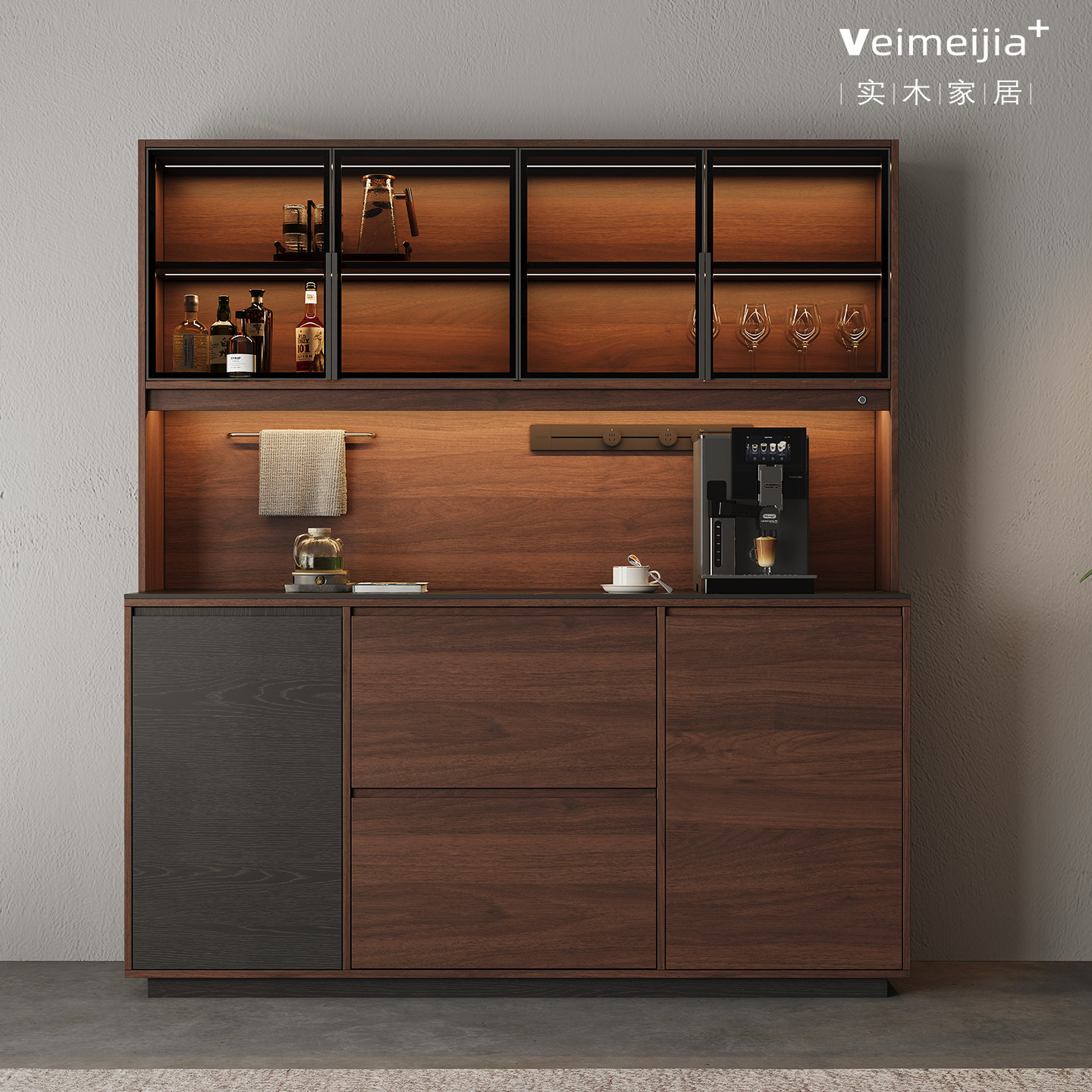 定制中古风实木餐边柜现代简约储物柜客厅收纳柜高级感多功能酒柜,住宅家具,餐边柜,淘宝优惠券,粉丝福利购,淘宝优惠卷