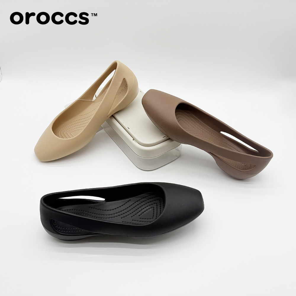 Oroccs女鞋思珑包头单鞋工作平跟时装凉鞋低跟平底女士浅口沙滩鞋