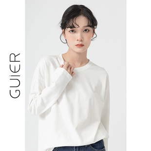 小众法式 T恤女2023年春季 高级感上衣 「GUIER」宽松打底长袖 新款