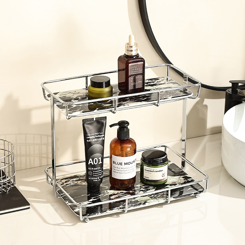 尊慕斯不锈钢浴室置物架卫生间洗漱洗手台面双层浴室用品收纳架子
