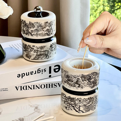 尊慕斯复古水墨风牙签筒