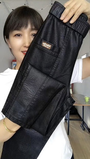 2025秋冬休闲显瘦百搭PU女裤加绒女皮裤不加绒抗风直筒束脚黑裤