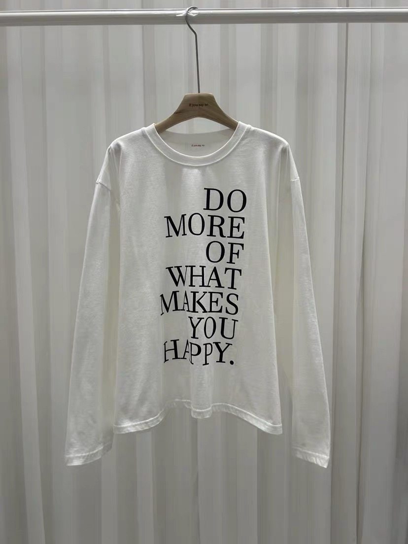 韩系慵懒风字母长袖T恤女春宽松显瘦白色圆领套头打底衫