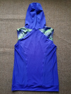 天亮无忧蓝紫色连帽时尚休闲运动背心速干排汗透气女子跑步背心