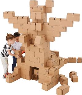 幼儿园中大班建构区游戏儿童拼搭纸箱砖块低结构建筑玩具纸盒积木