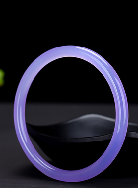 天然正品紫罗兰色玉髓手镯 女款6mm圆条小叮当美人镯 时尚百搭