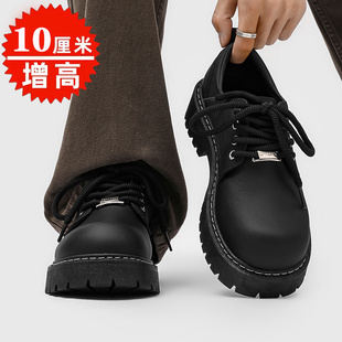 大头皮鞋男士春季青少年厚底增高10CM8CM德比鞋休闲鞋低帮马丁靴