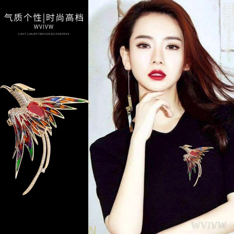 高端胸针高档女凤凰珐琅彩奢华