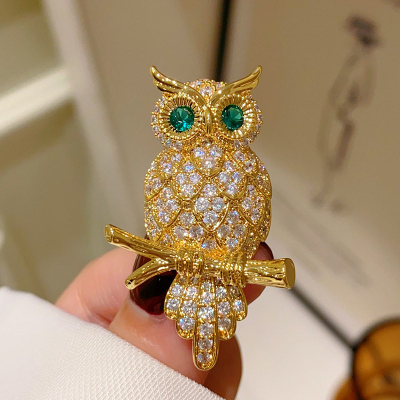 精致满钻猫头鹰胸针高档女别针潮