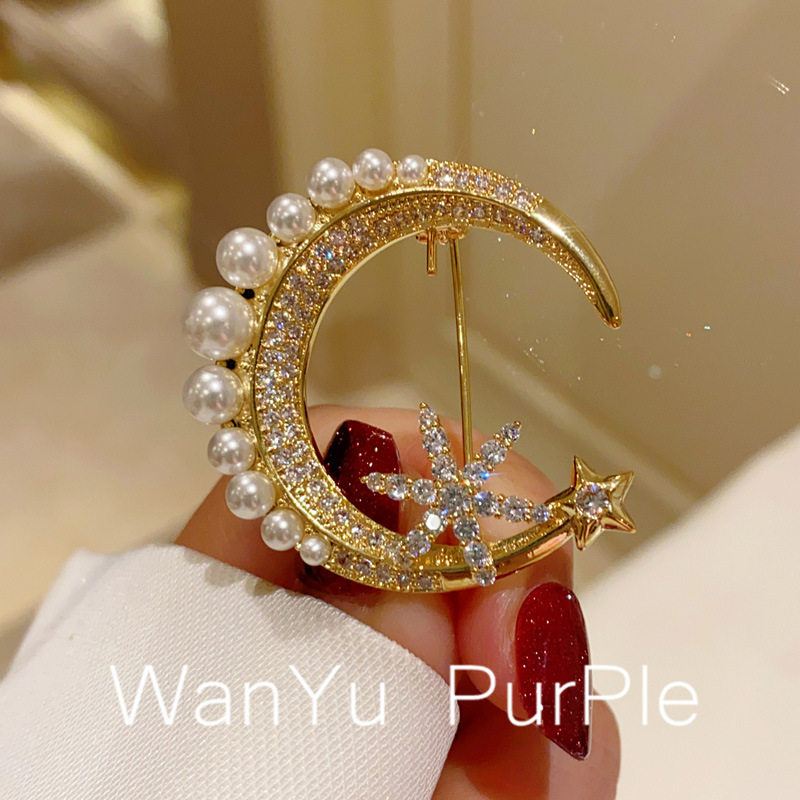 浪漫星星月亮胸针胸花女优雅气质