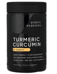 Sports Research turmeric 姜黄素 120粒软胶囊 黑胡椒