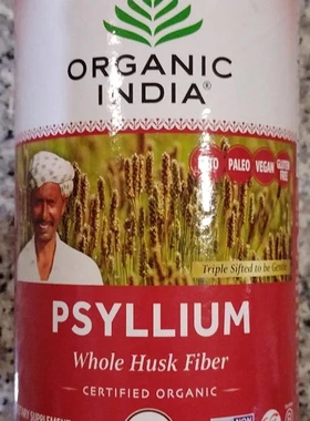 Organic India 有机洋车前子整粒340g Psyllium 肠胃素食印度有机