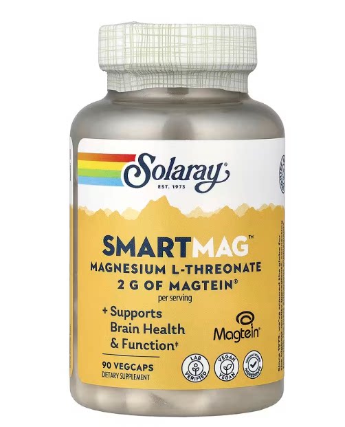 Solaray, SmartMag L-苏糖酸镁 90粒素食胶囊 记忆 大脑 情绪