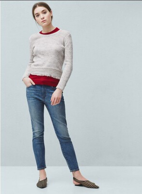 牛仔裤女欧美纯棉高弹力修身中低腰小脚MANGO外贸出口济南