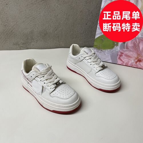 (35码数)纯牛皮62007拼色系带透气防滑厚底百搭运动板鞋女鞋潮