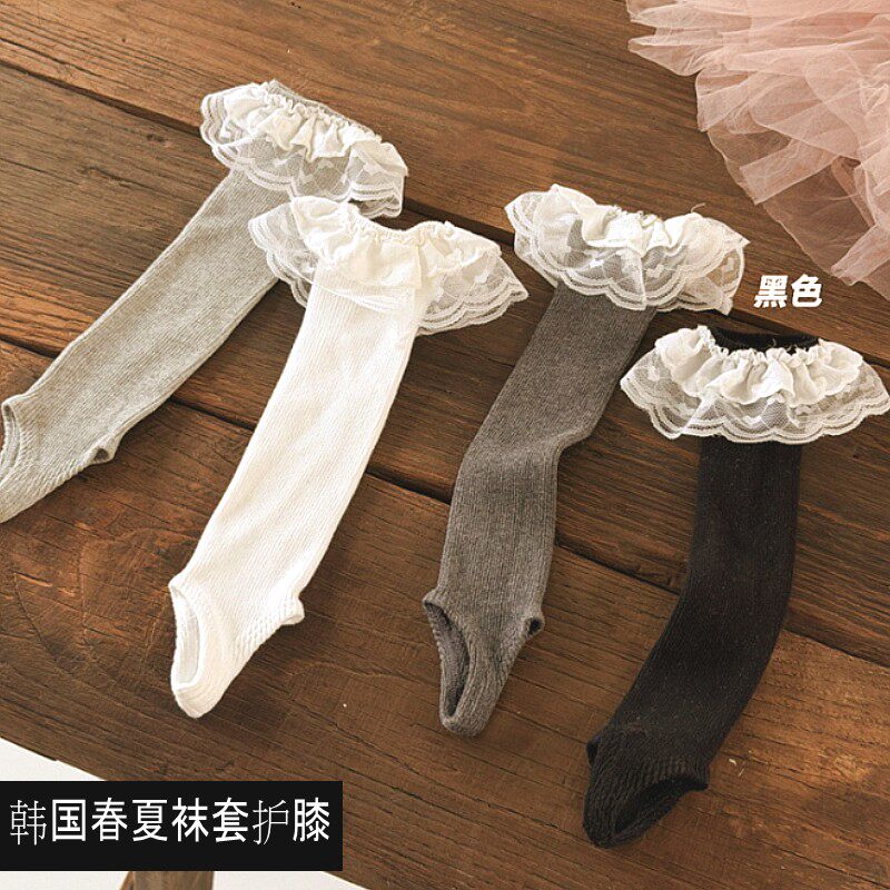 韩国版儿童袜套堆堆袜薄款春夏纯棉小腿护膝套女童宝宝花边袜踩脚