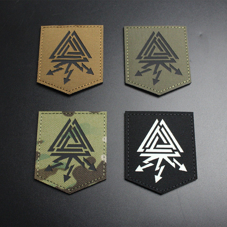 激光切割反光魔术贴章 北欧维京三角箭头士气章 个性背包贴 臂章