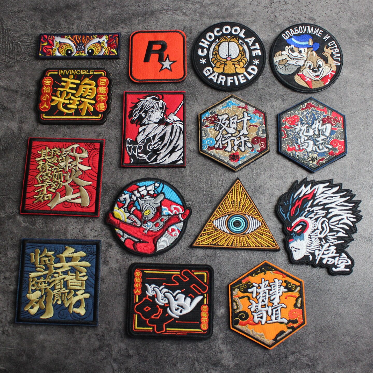 国风系列刺绣魔术贴章个性背包贴章搞怪臂章士气章创意布贴胸章