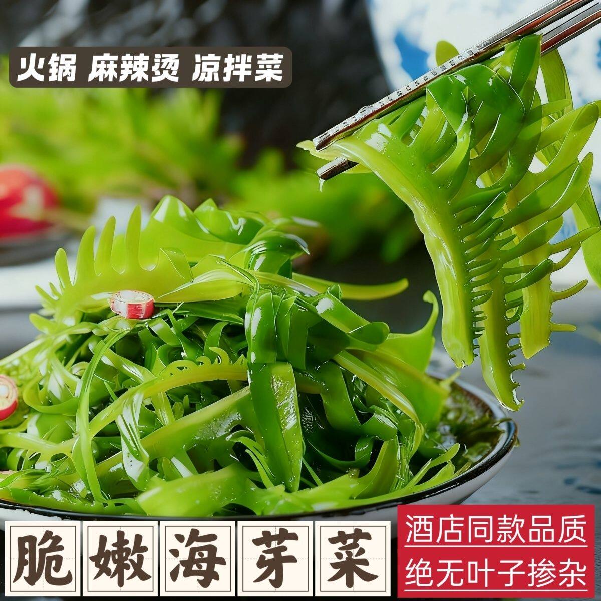 大连特产裙带菜嫩芽海白菜盐渍干货海藻火锅海木耳眉芽菜500g包邮