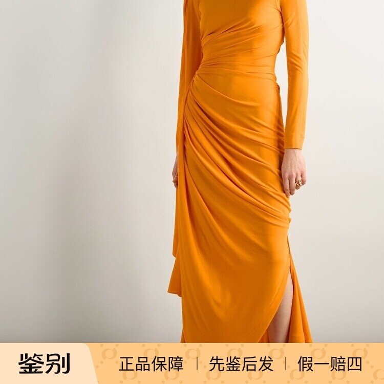 BV 黄色褶皱连衣裙 不规则不对称 Bottega Veneta葆蝶家2025春款